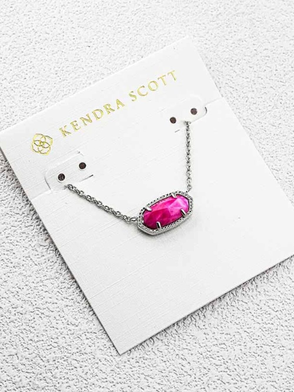 Kendra Scott Pink Pendant Necklace in Silver Setting